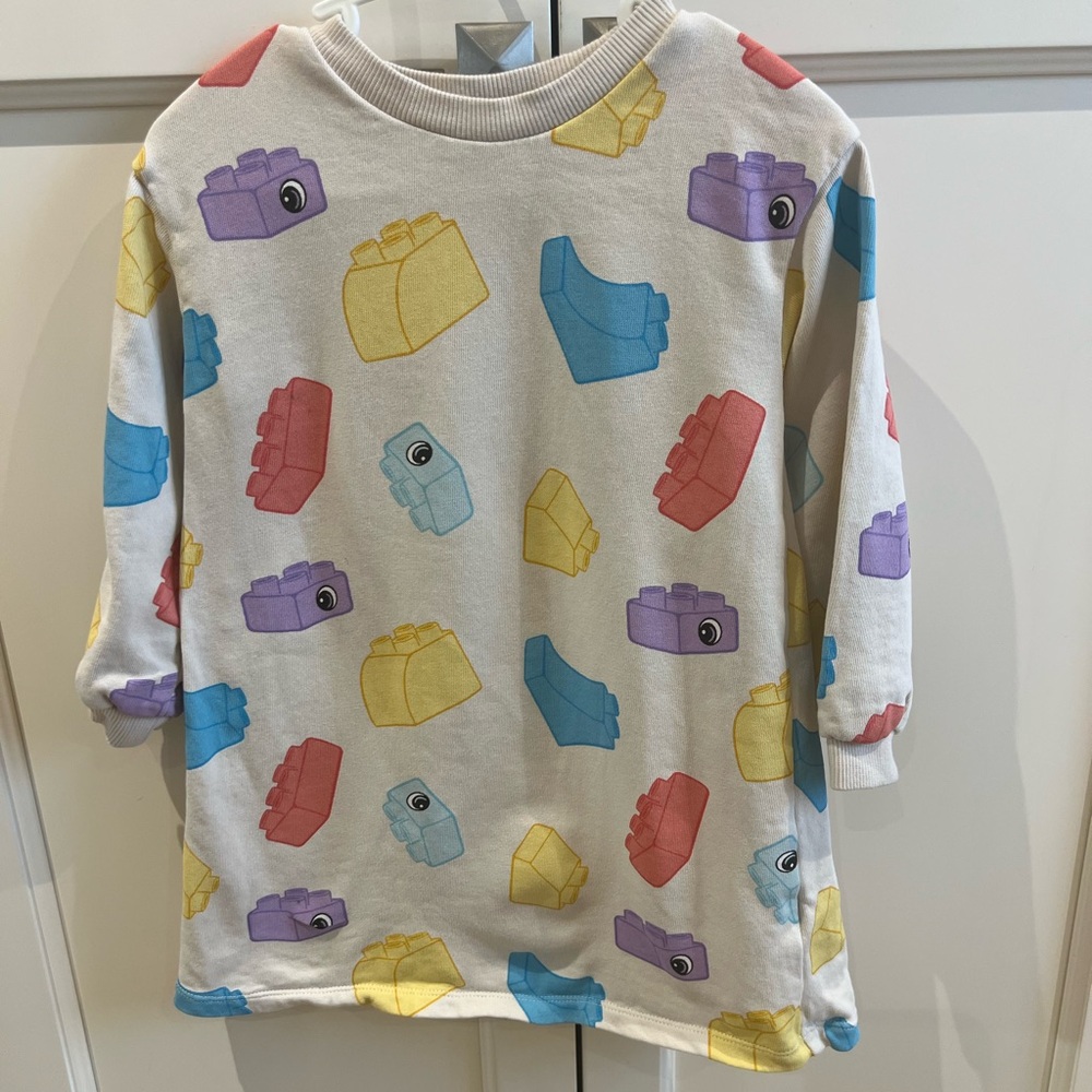 H&M 3t Lego Block Print sweatshirt dress 3t